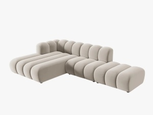 COLTAR MODULAR LUPIN, STANGA, 5 LOCURI, 294 CM, BEJ 1, TAPITERIE DIN CATIFEA, DESIGN DEOSEBIT - Img 2