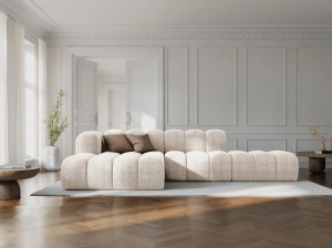 COLTAR MODULAR LUPIN, STANGA, 5 LOCURI, 294 CM, BEJ DESCHIS 23, TAPITERIE CHENILLE, DESIGN DEOSEBIT