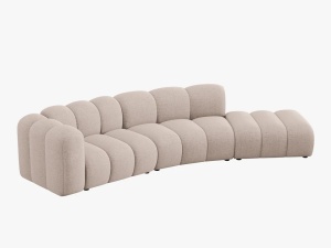 COLTAR SEMIROTUND LUPIN, DREAPTA, 5 LOCURI, 335 CM, BEJ 30, TAPITERIE CHENILLE, DESIGN DEOSEBIT - Img 3