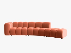 COLTAR SEMIROTUND LUPIN, DREAPTA, 5 LOCURI, 335 CM, CORAL 12, TAPITERIE DIN CATIFEA, DESIGN DEOSEBIT