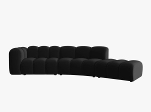 COLTAR SEMIROTUND LUPIN, DREAPTA, 5 LOCURI, 335 CM, NEGRU 19, TAPITERIE DIN CATIFEA, DESIGN DEOSEBIT