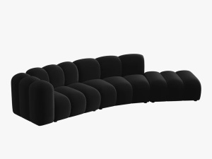 COLTAR SEMIROTUND LUPIN, DREAPTA, 5 LOCURI, 335 CM, NEGRU 19, TAPITERIE DIN CATIFEA, DESIGN DEOSEBIT - Img 2