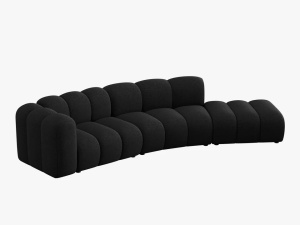 COLTAR SEMIROTUND LUPIN, DREAPTA, 5 LOCURI, 335 CM, NEGRU 19, TAPITERIE CHENILLE, DESIGN DEOSEBIT - Img 3