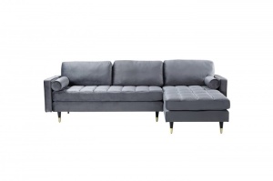 COLTAR SUPER CONFORTABIL 260CM, VELVET II, DIN LEMN SI CATIFEA GRI, ARTIM GROUP SELECTION - Img 3