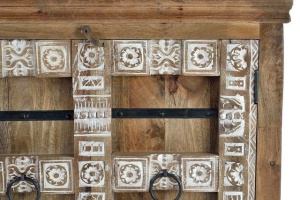 COMODA/BUFET 1352, NATURAL/ALB, DIN LEMN DE MANGO/DETALII METALICE, STIL VINTAGE G&C - Img 5