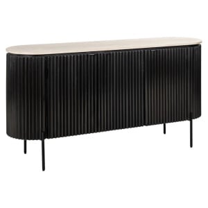 COMODA HAMPTON, 160 CM, BEJ/NEGRU, DIN MDF , METAL SI TRAVERTIN, RICHMOND INTERIORS
