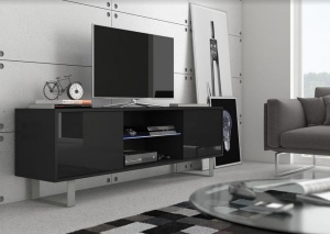 COMODA NEAGRA CU LED SI TELECOMANDA KING 2 - DESIGN MODERN