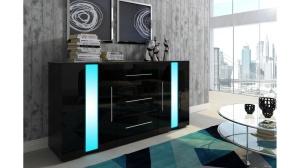 COMODA NEAGRA CU LED SI TELECOMANDA NEW YORK - DESIGN MODERN