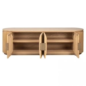 COMODA TV BELFORT, 185 CM, NATUR, DIN LEMN DE STEJAR SI METAL, RICHMOND INTERIORS - Img 3
