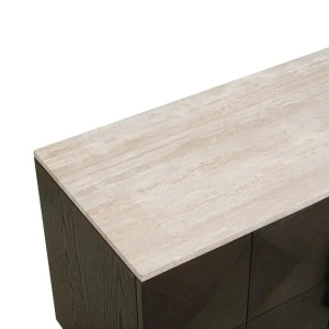 COMODA TV CLAREMONT, 196 CM, CREM/MARO, DIN LEMN DE STEJAR SI MARMURA, RICHMOND INTERIORS - Img 6