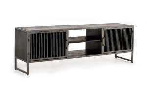 COMODA TV EMMY 1121, NEGRU, DIN LEMN DE MANGO/METAL, STIL INDUSTRIAL G&C