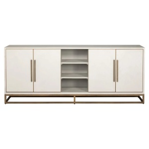 COMODA WHITEBONE BRASS, 225 CM, ALB/AURIU ANTICHIZAT, DIN FURNIR DE STEJAR SI METAL, RICHMOND INTERIORS - Img 2