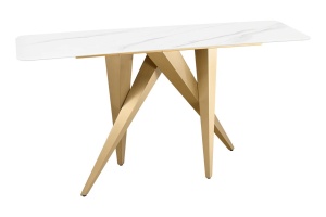 CONSOLA ELEGANTA, ART LIVING 140CM, BLAT DIN CERAMICA EFECT DE MARMURA ALBA SI PICIOARE METAL, ARTIM GROUP SELECTION