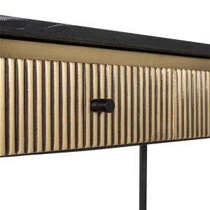 CONSOLA IRONVILLE, 100 CM, NEGRU/AURIU, DIN MDF, MARMURA SI METAL, RICHMOND INTERIORS - Img 6
