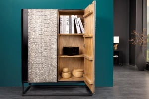 DULAP LIVING 120CM, GRI/ NEGRU, LEMN DE MANGO SI CADRUL DIN METAL, ARTIM GROUP SELECTION - Img 4