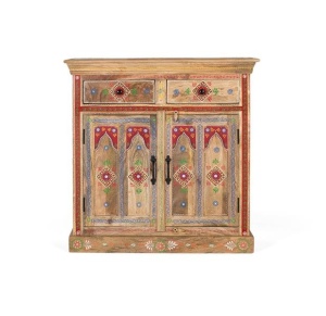 DULAP LIVING 90CM, MULTICOLOR, DIN LEMN DE MANGO, PICTAT MANUAL