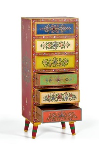 DULAPIOR 6094, MULTICOLOR, LEMN MASIV DE MANGO CU MOTIVE REALIZATE MANUAL, STIL VINTAGE G&C - Img 4
