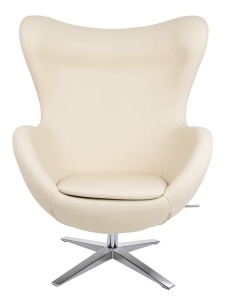 FOTOLIU CONFORTABIL EGG SZEROKI, BEJ/CROM, DIN PIELE ECOLOGICA SI METAL, STIL MODERN - Img 4