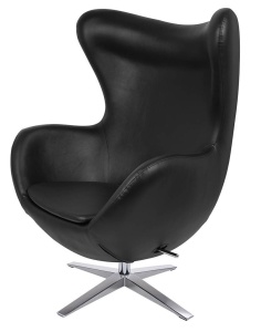 FOTOLIU CONFORTABIL EGG SZEROKI, NEGRU/CROM, DIN PIELE ECOLOGICA SI METAL, STIL MODERN