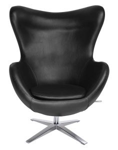 FOTOLIU CONFORTABIL EGG SZEROKI, NEGRU/CROM, DIN PIELE ECOLOGICA SI METAL, STIL MODERN - Img 2