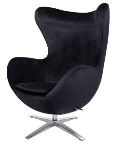 FOTOLIU CONFORTABIL EGG SZEROKI VELVET, NEGRU 50/CROM, DIN CATIFEA SI METAL, STIL MODERN B2