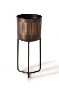 GHIVECI DE FLORI AMYA 1013, 22 CM, ARAMIU/NEGRU, DIN METAL G&C
