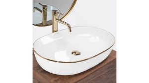 LAVOAR REA CLEO EDGE, ALB/AURIU, 60,5 CM, DIN CERAMICA, CALITATE SUPERIOARA