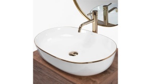 LAVOAR REA CLEO EDGE, ALB/AURIU, 60,5 CM, DIN CERAMICA, CALITATE SUPERIOARA - Img 3