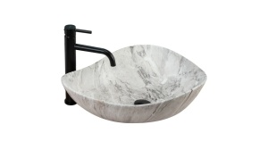 LAVOAR REA DORA, STONE, EFECT DE PIATRA GRI, 51,5 CM, DIN CERAMICA, CALITATE SUPERIOARA - Img 6