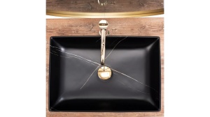 LAVOAR REA INGA, EFECT DE MARMURA NEAGRA MATA, 51 CM, DIN CERAMICA, CALITATE SUPERIOARA - Img 2