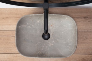 LAVOAR REA LIVIA, EFECT DE PIATRA BEJ, 46,5 CM, DIN CERAMICA, CALITATE SUPERIOARA - Img 4