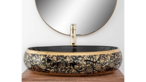 LAVOAR REA MERYL, NEGRU/AURIU, 60 CM, DIN CERAMICA, CALITATE SUPERIOARA - Img 3