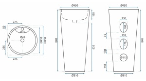 LAVOAR REA STATIV ANYA, GRANIT MAT, 84 CM, EFECT DE MARMURA ALBA MATA, DIN CERAMICA, CALITATE SUPERIOARA - Img 6