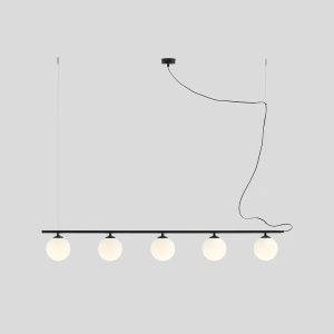 LUSTRA BERYL, 5 BRATE, 120 CM, NEAGRA, DIN STICLA SI METAL, STIL MODERN