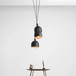 LUSTRA BERYL RING, CU 3 BRATE, 130 CM, NEAGRA, DIN METAL, STIL MODERN - Img 3