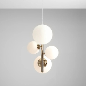 LUSTRA BLOOM, 4 BRATE, 120 CM, AURIE, DIN STICLA SI METAL, STIL MODERN - Img 2