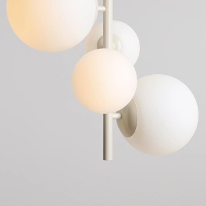 LUSTRA BLOOM, 4 BRATE, 120 CM, CREM, DIN STICLA SI METAL, STIL MODERN - Img 4