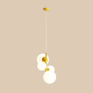 LUSTRA BLOOM, 4 BRATE, 120 CM, GALBENA, DIN STICLA SI METAL, STIL MODERN
