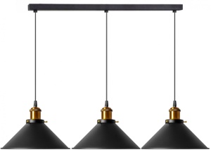 LUSTRA CU 3 BECURI PORTO BLACK 3CP, NEGRU, 60x115 cm, DIN METAL, STIL MODERN, TU