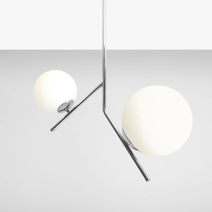 LUSTRA GALLIA, 2 BRATE, 65 CM, CROM, DIN STICLA SI METAL, STIL MODERN