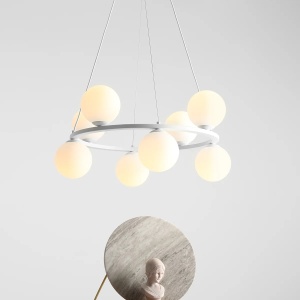 LUSTRA KRONE, 8 BRATE, 110 CM, ALBA, DIN STICLA SI METAL, STIL MODERN - Img 3