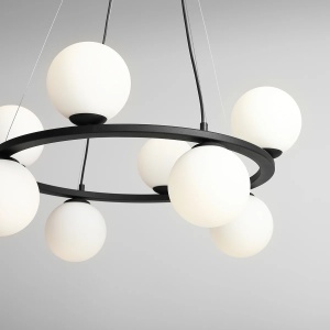 LUSTRA KRONE, 8 BRATE, 110 CM, NEGRU/ALB, DIN STICLA SI METAL, STIL MODERN - Img 4