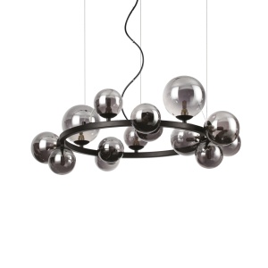 LUSTRA PERLAGE SP14, NEGRU MAT/FUMURIU, DIN METAL SI STICLA, STIL MODERN
