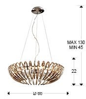 LUSTRA/PLAFONIERA ARIADNA, 66 CM, CROM/SAMPANIE, DIN METAL SI STICLA, STIL MODERN - Img 2