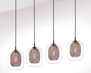 LUSTRA/PLAFONIERA FOX, 107 CM, CIOCOLATIU/TRANSPARENT, DIN METAL SI STICLA, STIL MODERN - Img 2