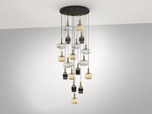 LUSTRA/PLAFONIERA NORMA, CU TELECOMANDA, 150/500 CM, MULTICOLORA, DIN METAL SI STICLA, STIL MODERN - Img 5