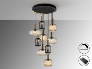 LUSTRA/PLAFONIERA NORMA, CU TELECOMANDA, 80CM, MULTICOLORA, DIN METAL SI STICLA, STIL MODERN - Img 4