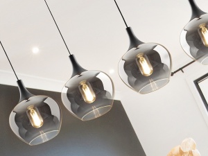 LUSTRA/PLAFONIERA OPAZ, 109CM, NEGRU MAT/FUMURIU, DIN METAL SI STICLA, STIL MODERN - Img 4