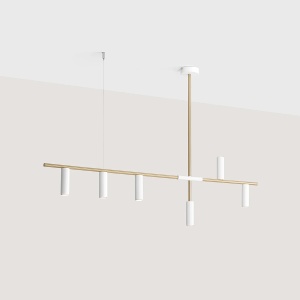 LUSTRA TREVO, 6 BRATE, 86 CM, ALAMA/ALB, DIN METAL, STIL MODERN