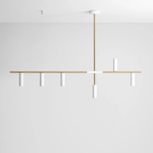 LUSTRA TREVO, 6 BRATE, 86 CM, ALAMA/ALB, DIN METAL, STIL MODERN - Img 2